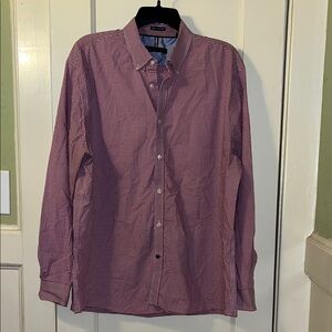 Tommy Hilfiger Men's Purple and White Checkered Shirt